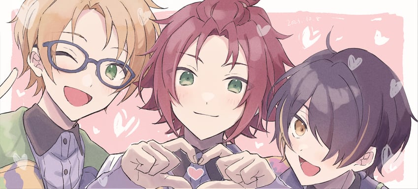 isara mao, sengoku shinobu, and yuuki makoto (ensemble stars!) drawn by reijiro