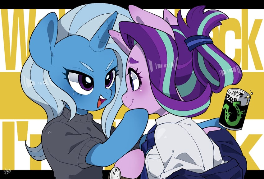 trixie lulamoon and starlight glimmer (my little pony and 1 more) drawn by mamechi_(potetecyu_to)