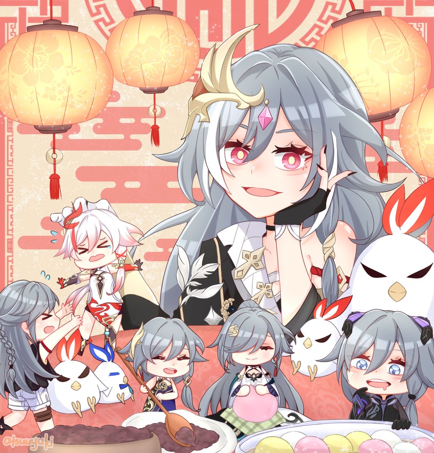 fu hua, herrscher of sentience, and jingwei (honkai and 1 more) drawn by atchuu