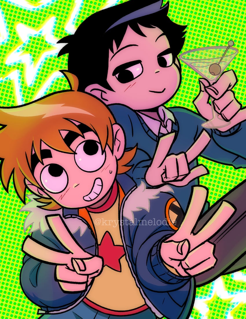 scott pilgrim and wallace wells (scott pilgrim and 1 more) drawn by krystalmelodie