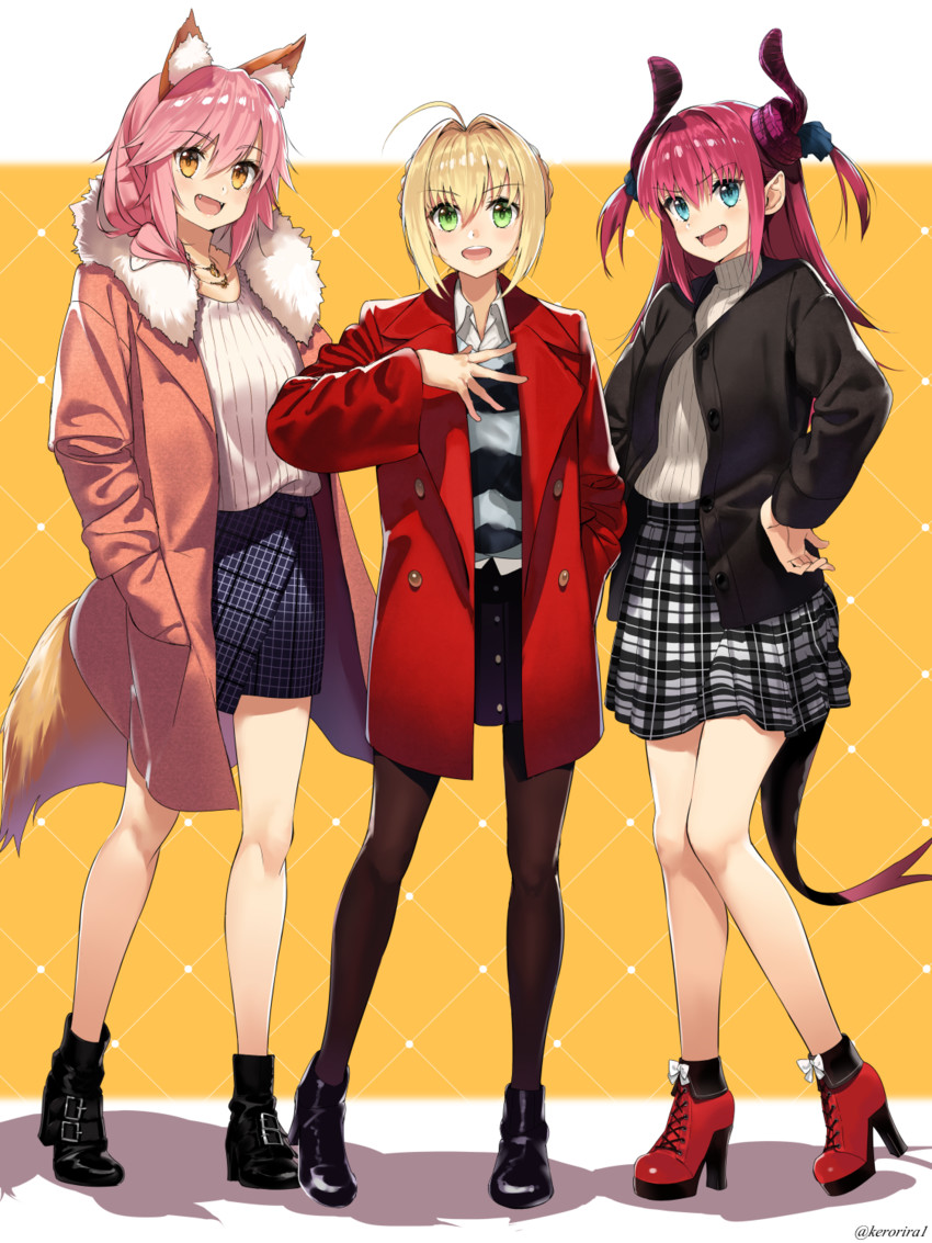 tamamo, nero claudius, tamamo no mae, and elizabeth bathory (fate and 2 more) drawn by kerorira