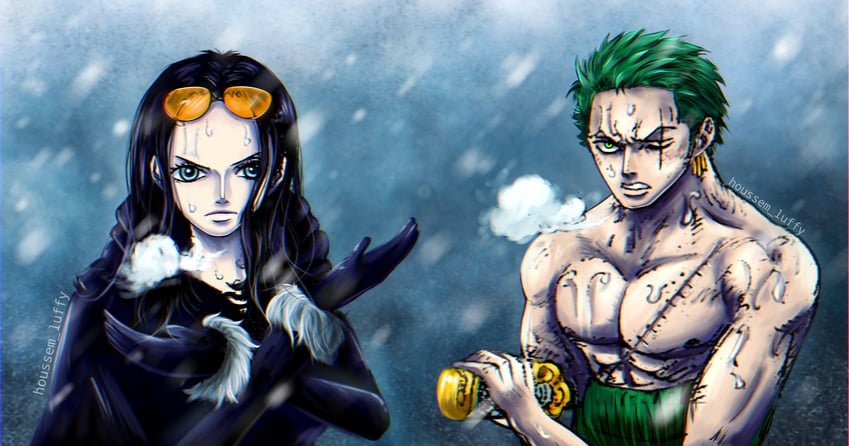 nico robin and roronoa zoro (one piece) drawn by houssem_luffy