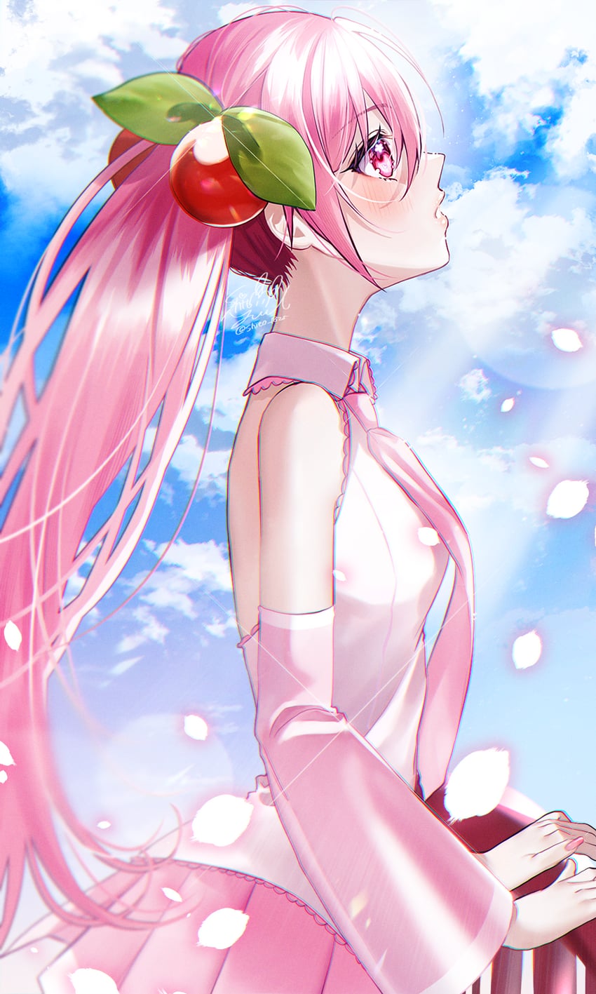 hatsune miku and sakura miku (vocaloid) drawn by yuuyu_(moco20111115)