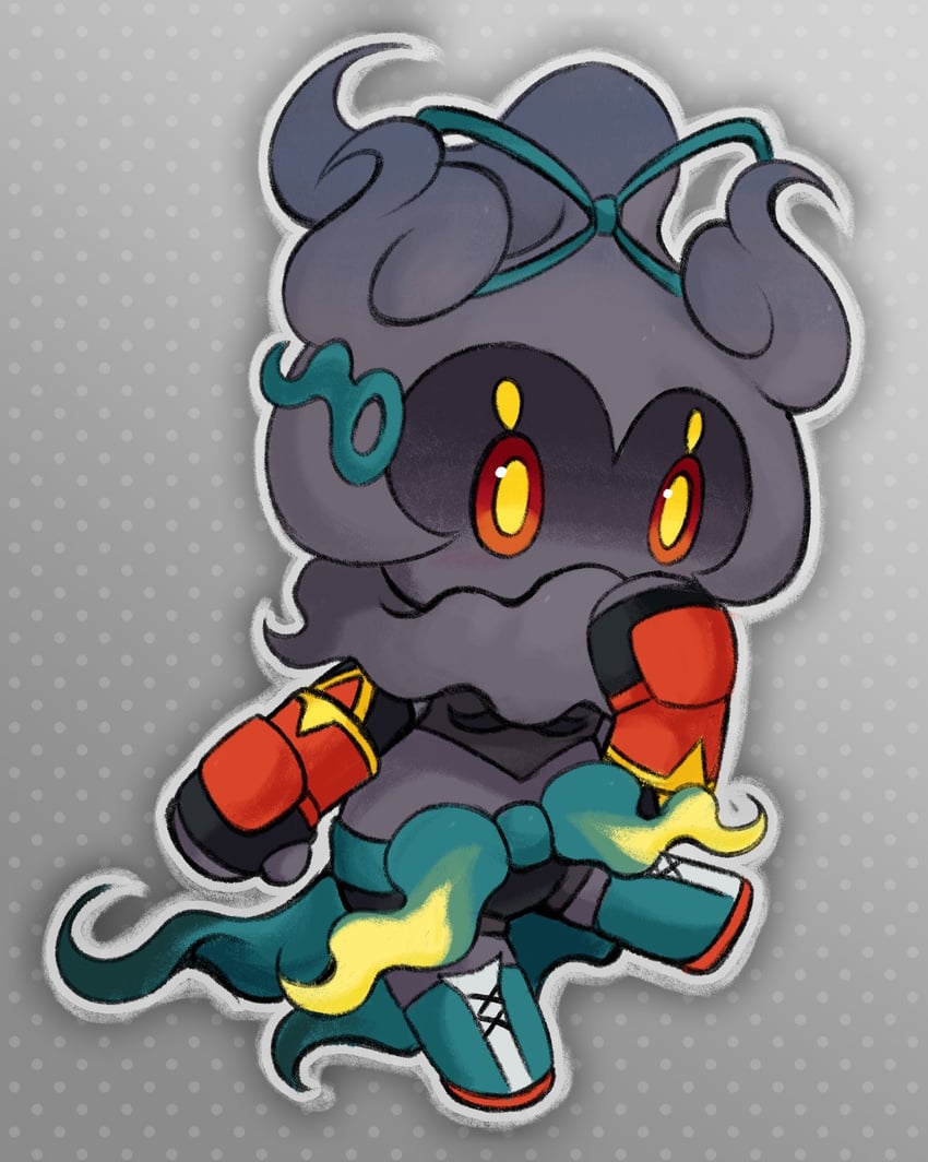 korrina and marshadow (pokemon and 1 more) drawn by slys_(jesterdysphoria)