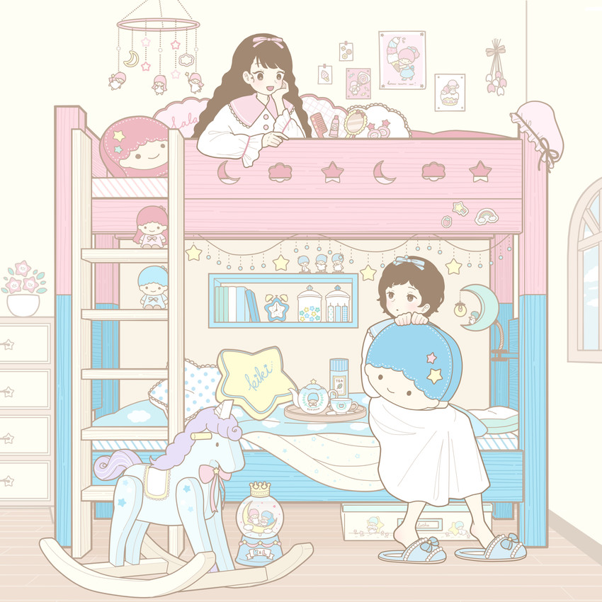 lala and kiki (original and 2 more) drawn by yoshimon