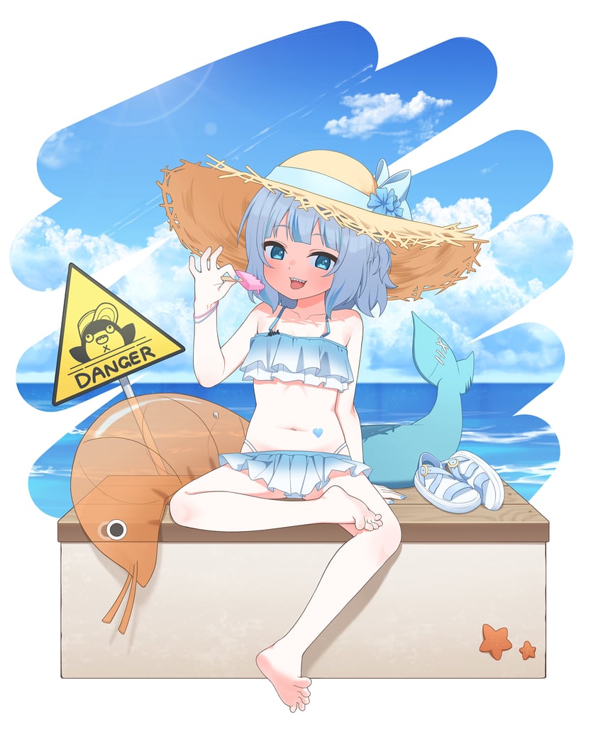 gawr gura, bloop, and ebi-chan (hololive and 1 more) drawn by ugaaaa1