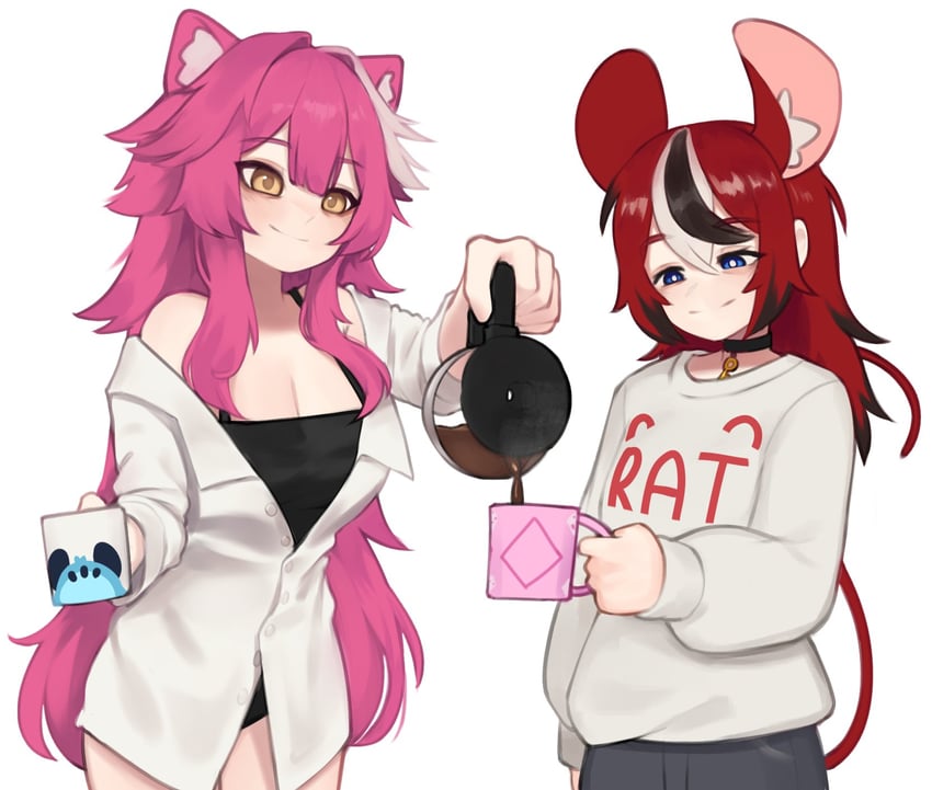 hakos baelz, raora panthera, and strawberry baelz (hololive and 1 more) drawn by yoako