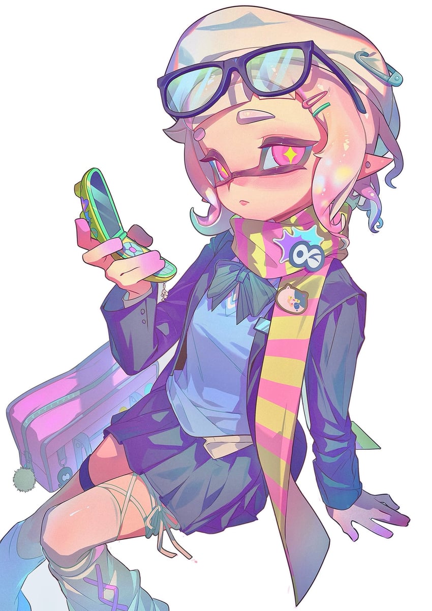 inkling player character, inkling girl, and judd (splatoon) drawn by foamamm