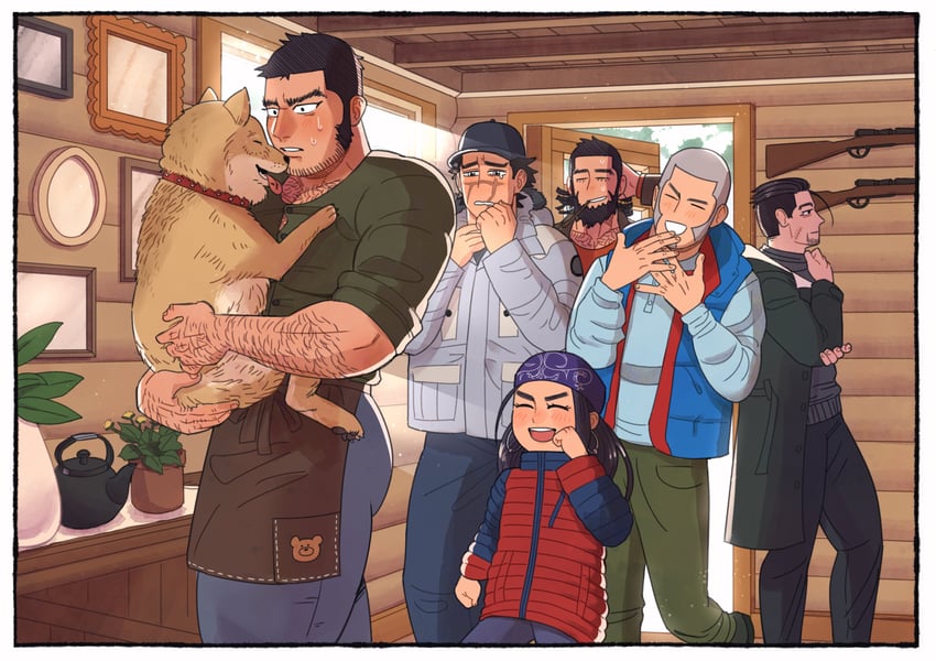 sugimoto saichi, ogata hyakunosuke, tanigaki genjirou, asirpa, shiraishi yoshitake, and 2 more (golden kamuy) drawn by foazycozy