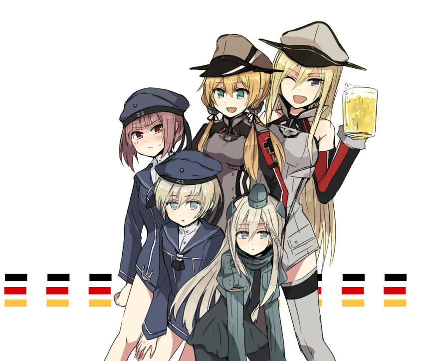 prinz eugen, bismarck, z1 leberecht maass, z3 max schultz, and u-511 (kantai collection and 1 more) drawn by annin_musou