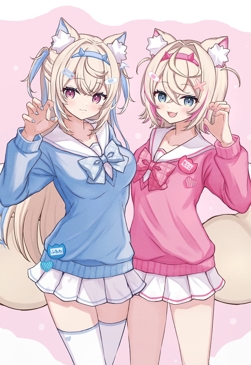 fuwawa abyssgard and mococo abyssgard (hololive and 1 more) drawn by sakuraume