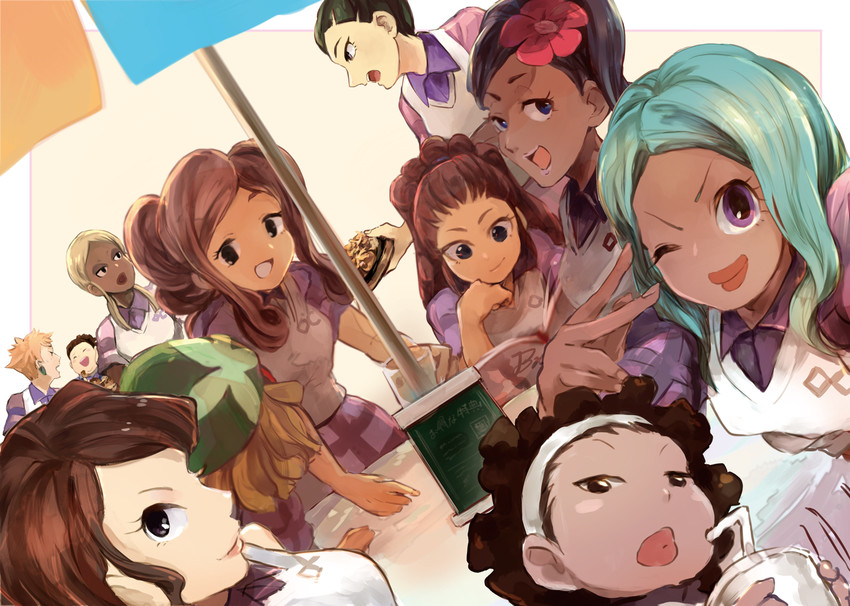 urabe rika, midou reika, dosu koi, hori michiko, takoya noriko, and 6 more (inazuma eleven) drawn by itsumi_haruki