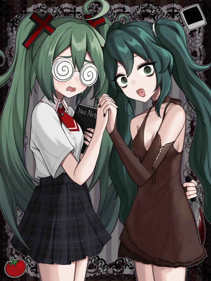 hatsune miku (vocaloid and 2 more) drawn by vickie_(cryingrobot)