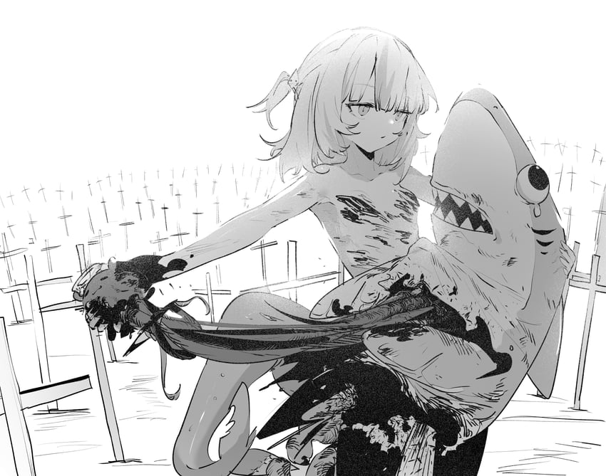 gawr gura and takodachi (hololive and 2 more) drawn by ddari