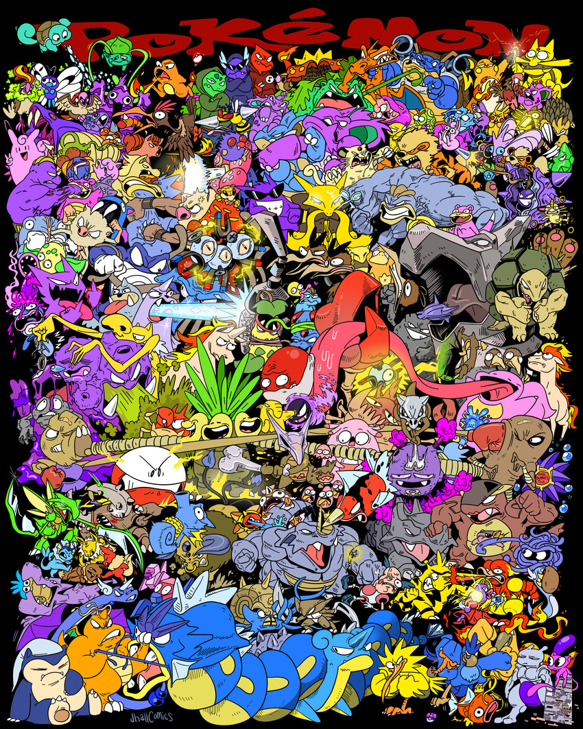 pikachu, eevee, charizard, gengar, bulbasaur, and 147 more (pokemon) drawn by jhall