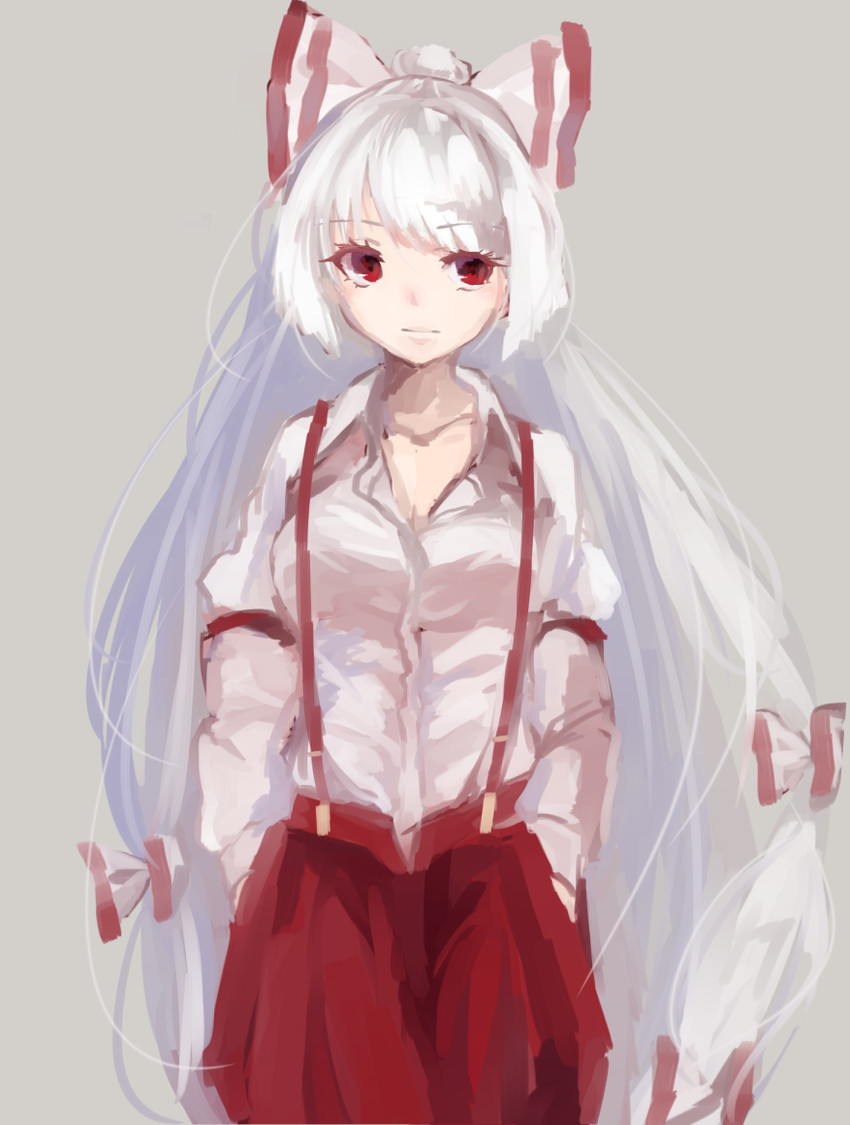 fujiwara no mokou (touhou) drawn by shiromoru_(yozakura_rety)