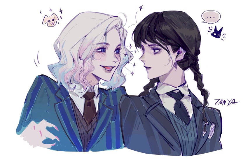wednesday addams and enid sinclair (addams family and 1 more) drawn by tanyaf2022
