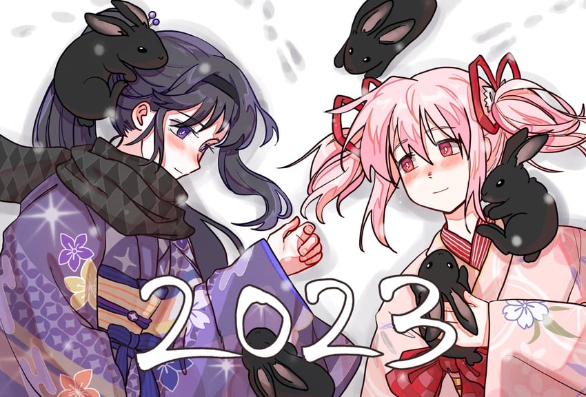 akemi homura and kaname madoka (mahou shoujo madoka magica and 1 more) drawn by hwanm_mdmg