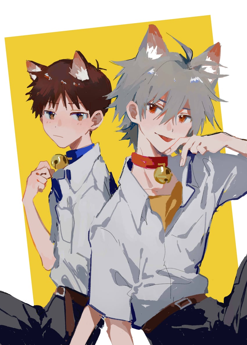 ikari shinji and nagisa kaworu (neon genesis evangelion) drawn by mogutofuoes
