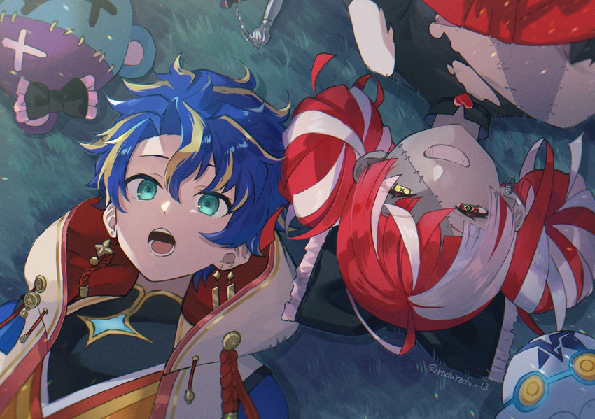 kureiji ollie, astel leda, udin, and poruneu (hololive and 2 more) drawn by rozu_ki