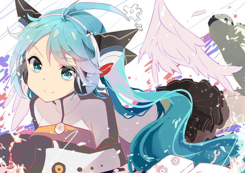 hatsune miku (vocaloid and 1 more) drawn by sellel