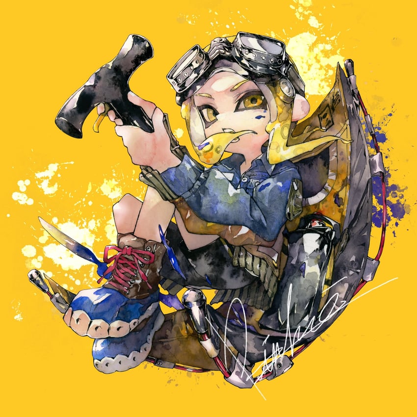 octoling player character and octoling girl (splatoon) drawn by mhxbump