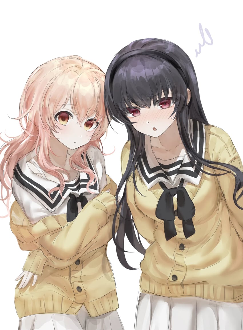 mukou aoi and sone miyuki (kimi to kanojo to kanojo no koi.) drawn by lilio
