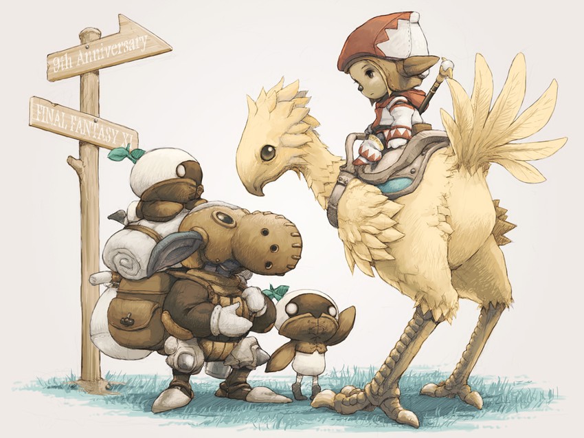 adventurer, white mage, mandragora, and goblin (final fantasy and 1 more) drawn by pota_(nabrinko)