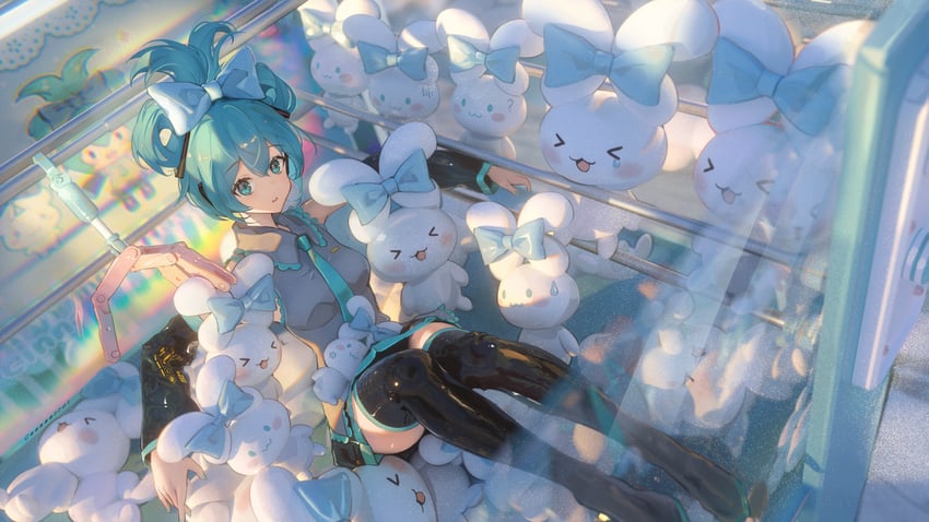 hatsune miku, cinnamoroll, and cinnamiku (vocaloid and 2 more) drawn by toto_(caaaaarrot)