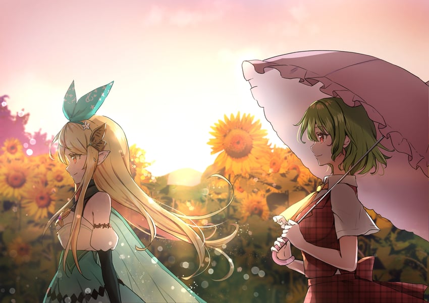 kazami yuuka and pomu rainpuff (touhou and 2 more) drawn by shironeko_yuuki