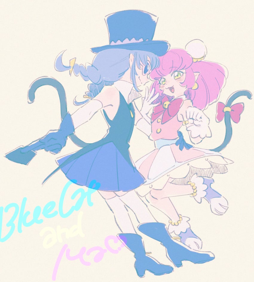 yuni, blue cat, and mao (precure and 1 more) drawn by ukata