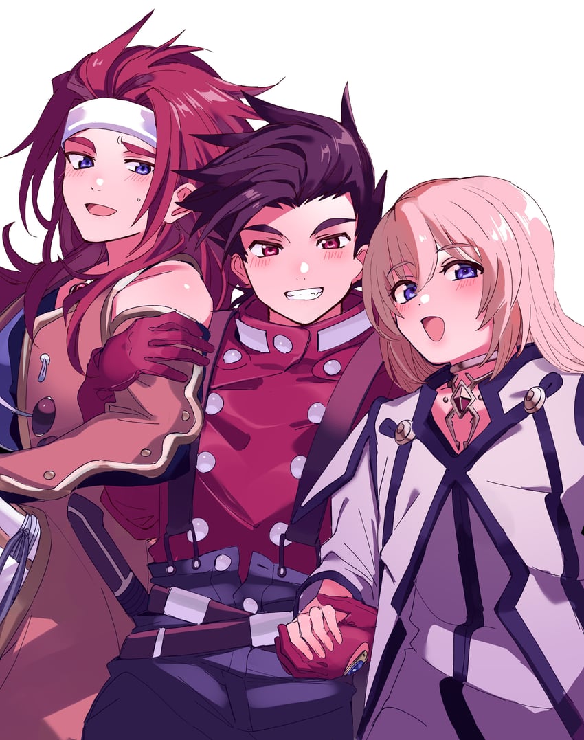colette brunel, lloyd irving, and zelos wilder (tales of and 1 more) drawn by aemono_(lemolemo_lmn)