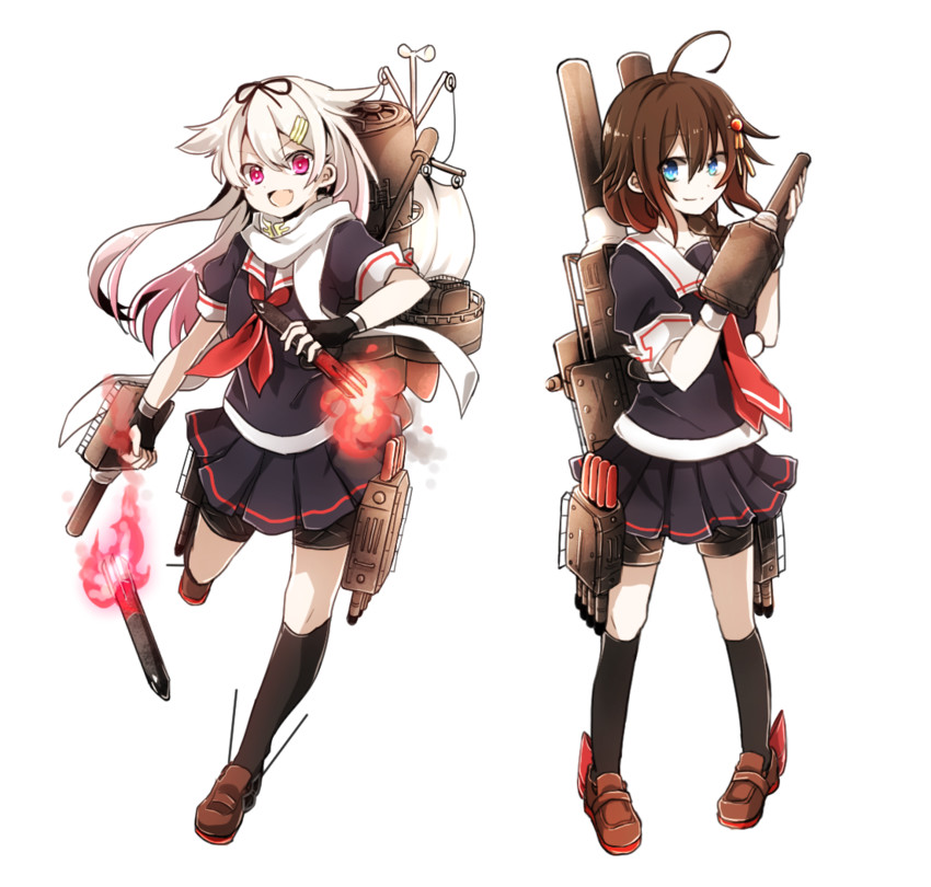 shigure, yuudachi, shigure kai ni, and yuudachi kai ni (kantai collection) drawn by ryukadomatsu