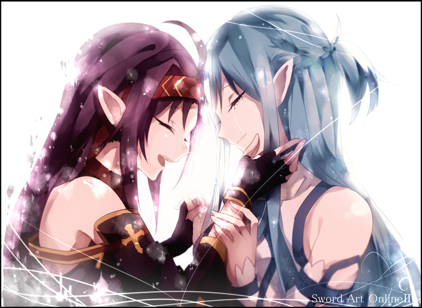 asuna and yuuki (sword art online) drawn by nyaro_(soran)