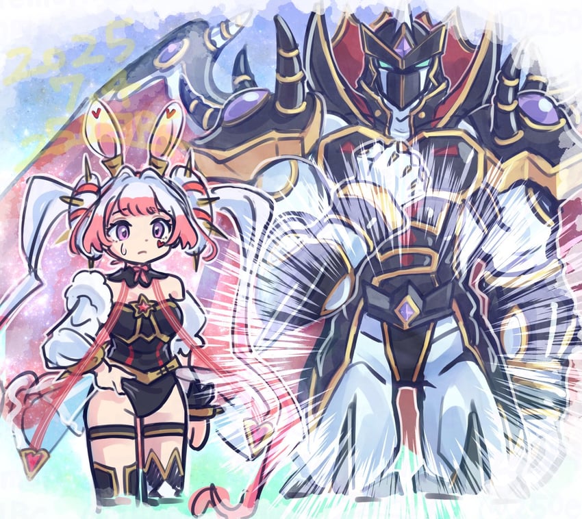 maliss <p> white rabbit and evil hero neos lord (yu-gi-oh! and 1 more) drawn by 250en_remon