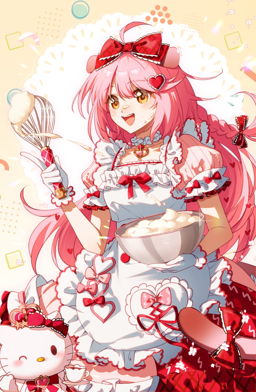 goldenglow and hello kitty (arknights and 2 more) drawn by careful_x