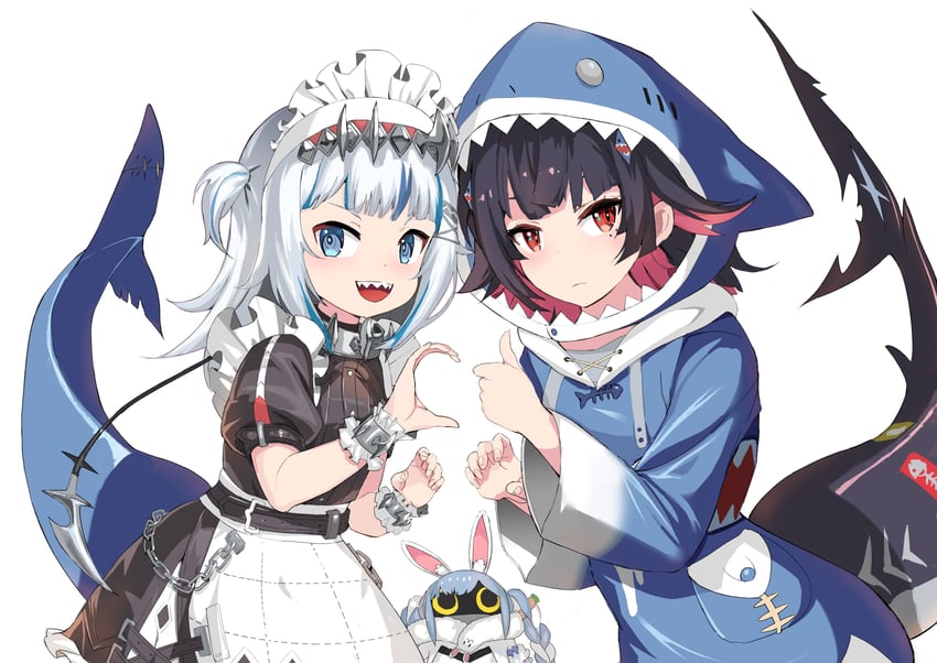 gawr gura, usada pekora, ellen joe, and sharkboo (hololive and 2 more) drawn by mushi_gyouza