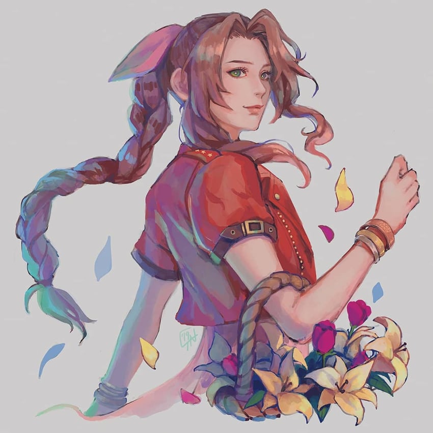 aerith gainsborough (final fantasy and 2 more) drawn by cassandra_(avocasso)