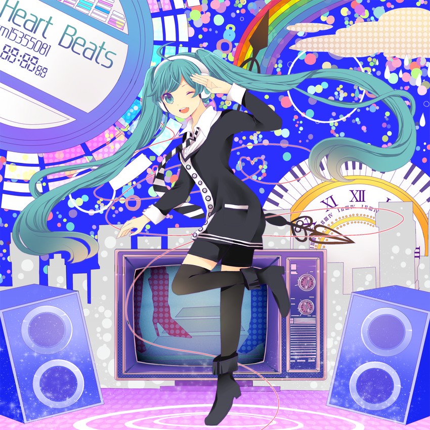 hatsune miku (vocaloid and 1 more) drawn by komine