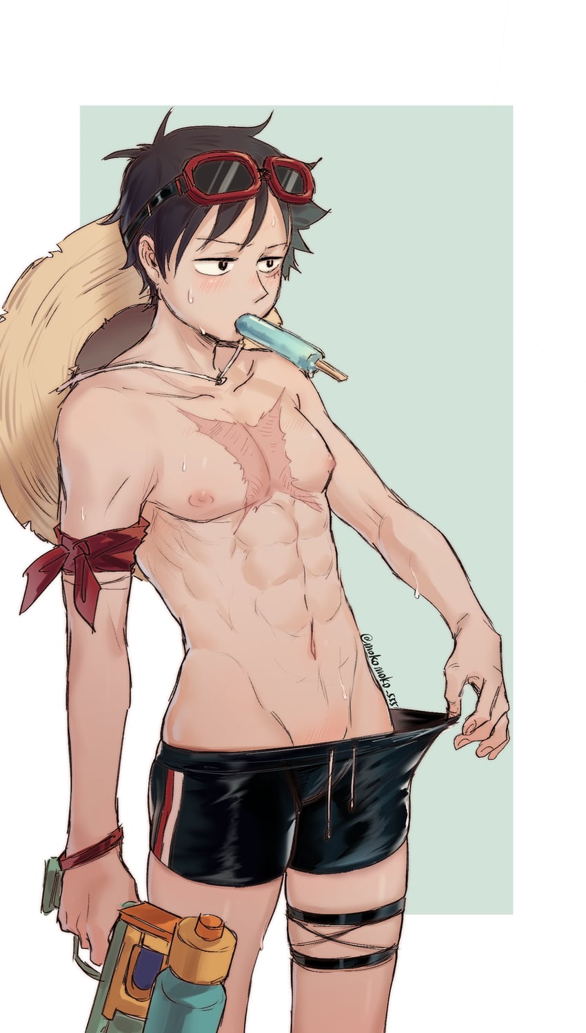 monkey d. luffy (one piece) drawn by moko_(gloriaaaaaa)