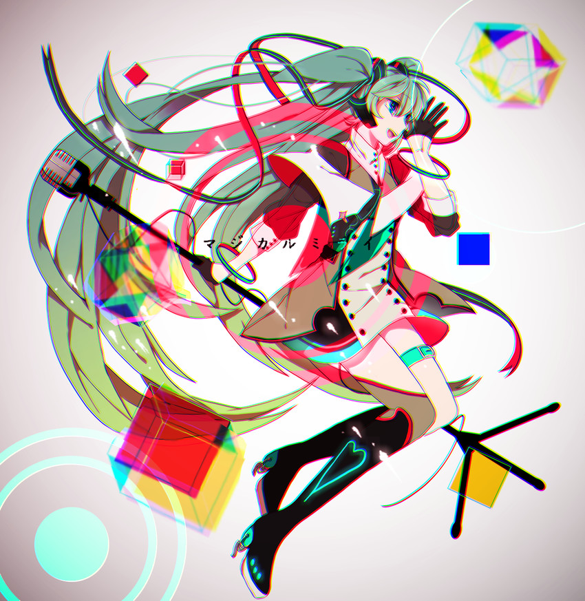hatsune miku and magical mirai miku (vocaloid and 1 more) drawn by eiku