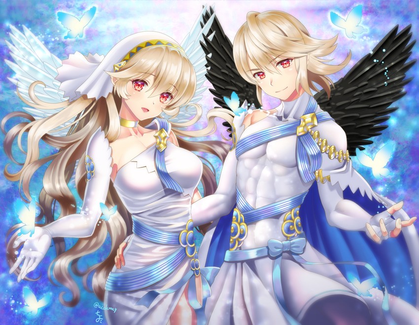 female corrin and male corrin (fire emblem and 2 more) drawn by kumehara_chiyota