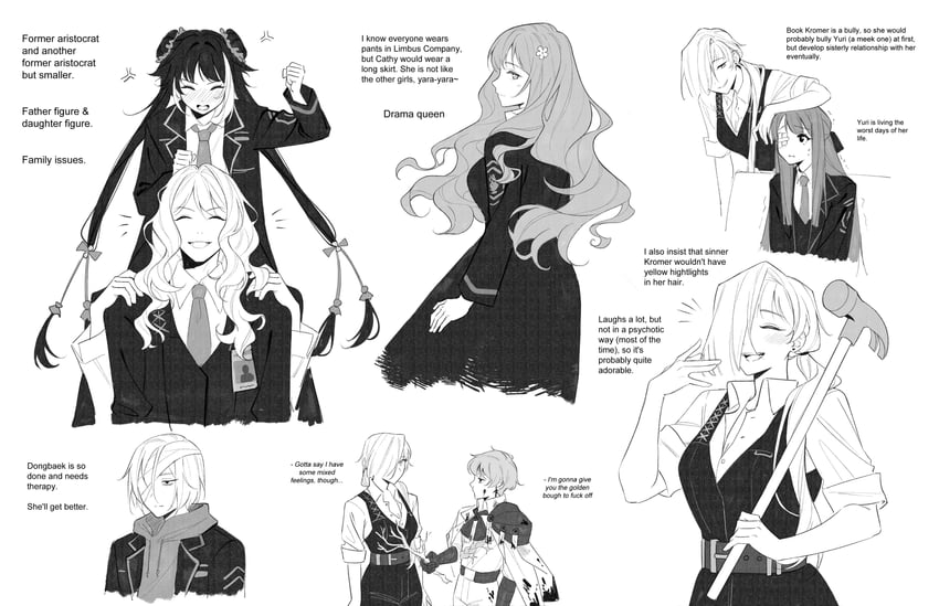 sinclair, kromer, la manchaland's don quixote, jia xichun, catherine, and 2 more (project moon and 2 more) drawn by avi_(baltika_seven)