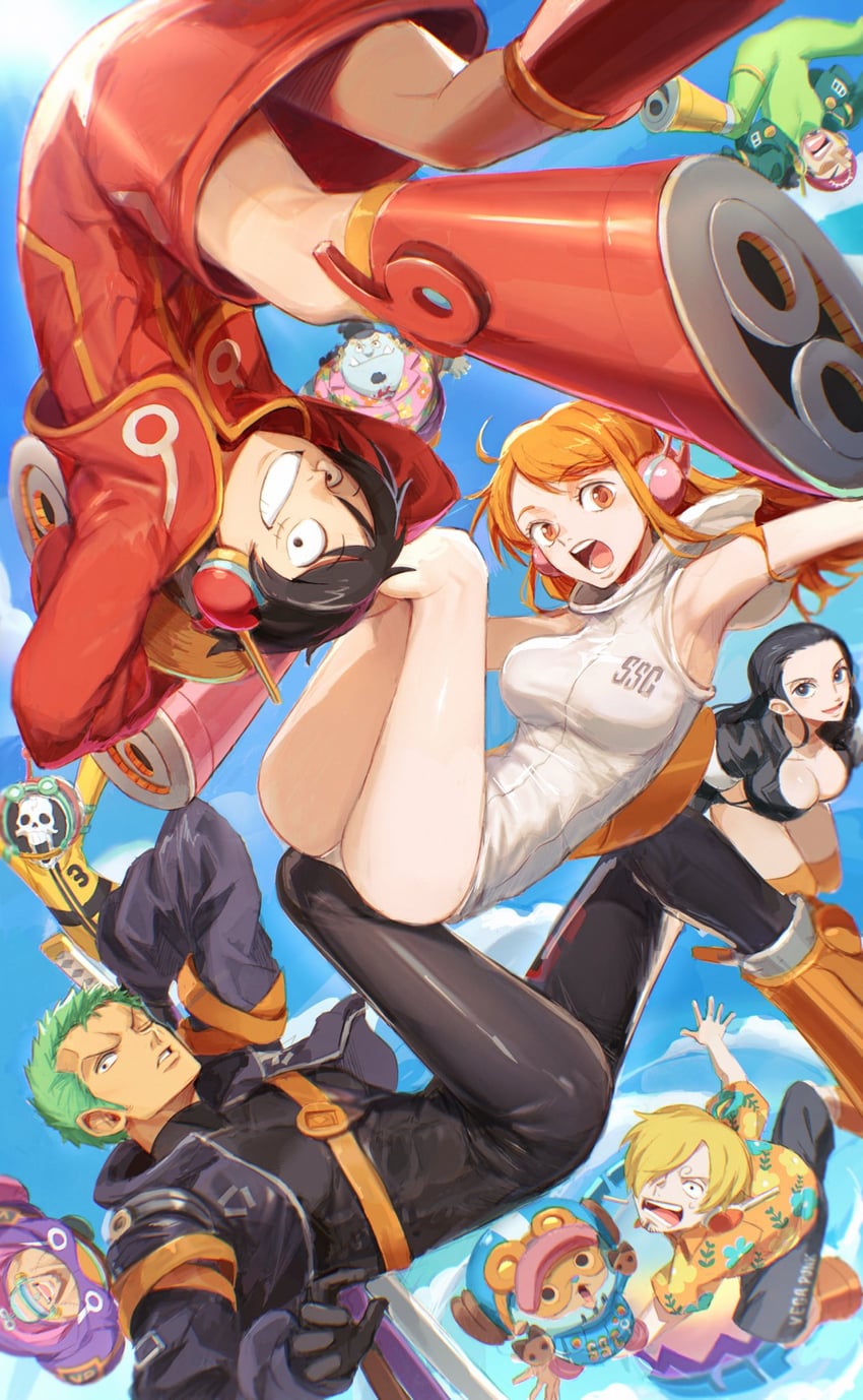 nami, monkey d. luffy, nico robin, roronoa zoro, sanji, and 5 more (one piece) drawn by oekakiboya