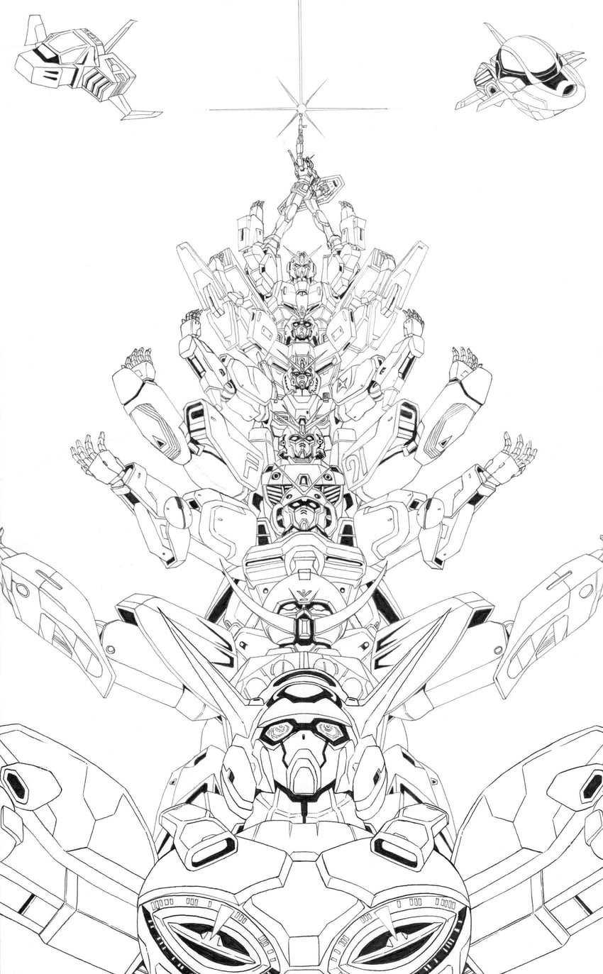 rx-78-2 gundam, zeta gundam, nu gundam, turn a gundam, zz gundam, and 5 more (gundam and 8 more) drawn by oota_tamon