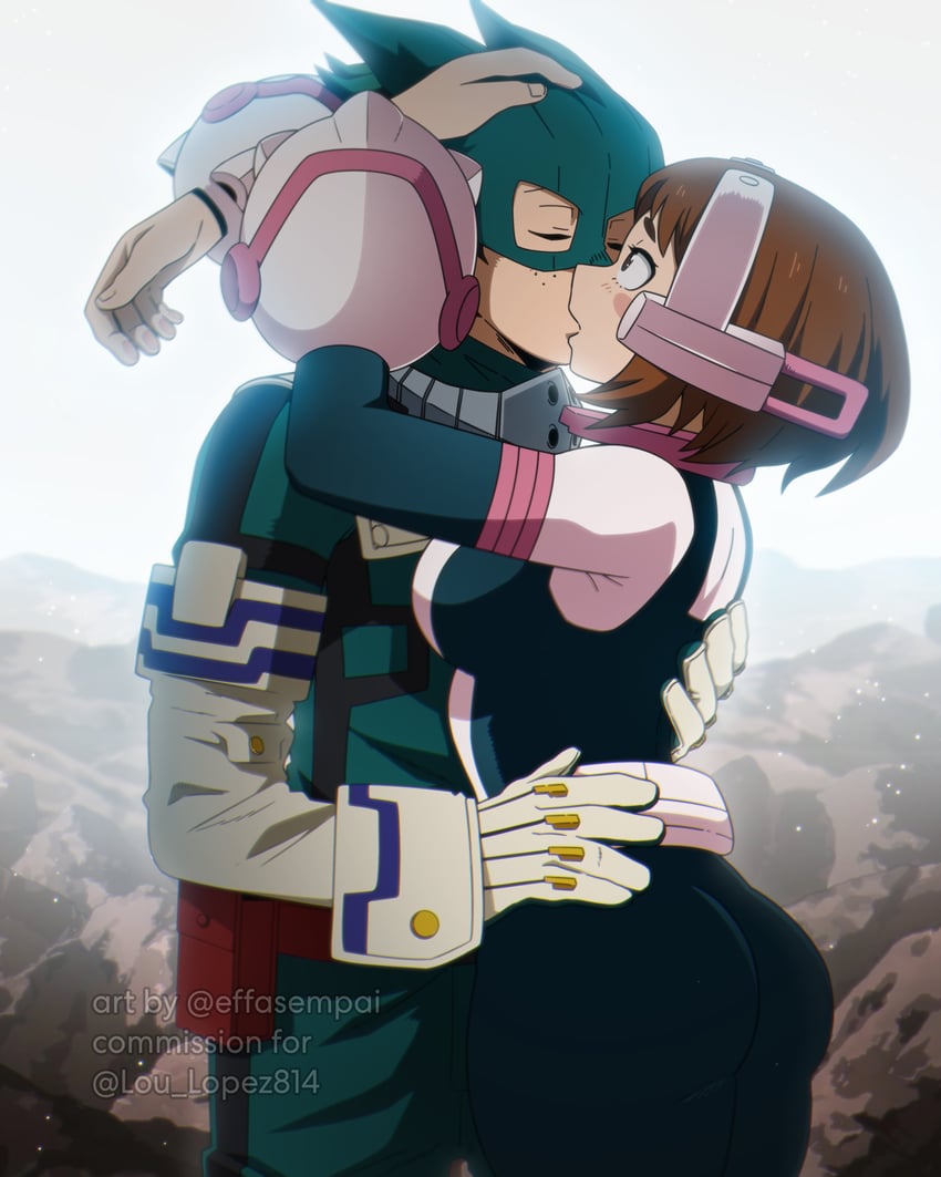 midoriya izuku and uraraka ochaco (boku no hero academia) drawn by effasempai