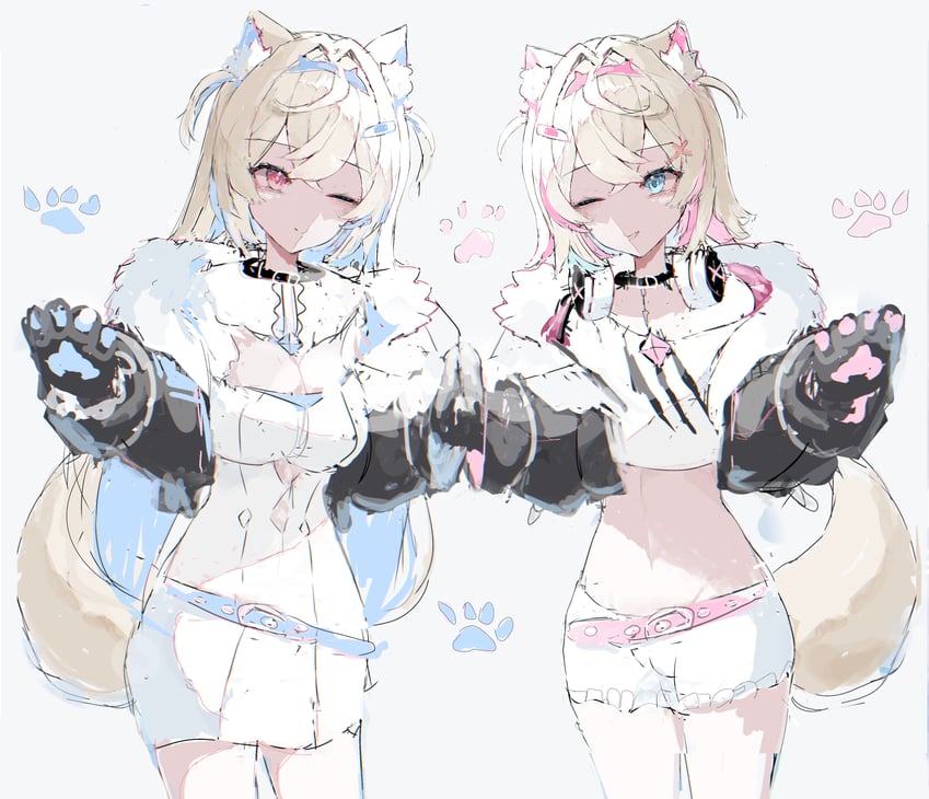 fuwawa abyssgard and mococo abyssgard (hololive and 1 more) drawn by hurybone
