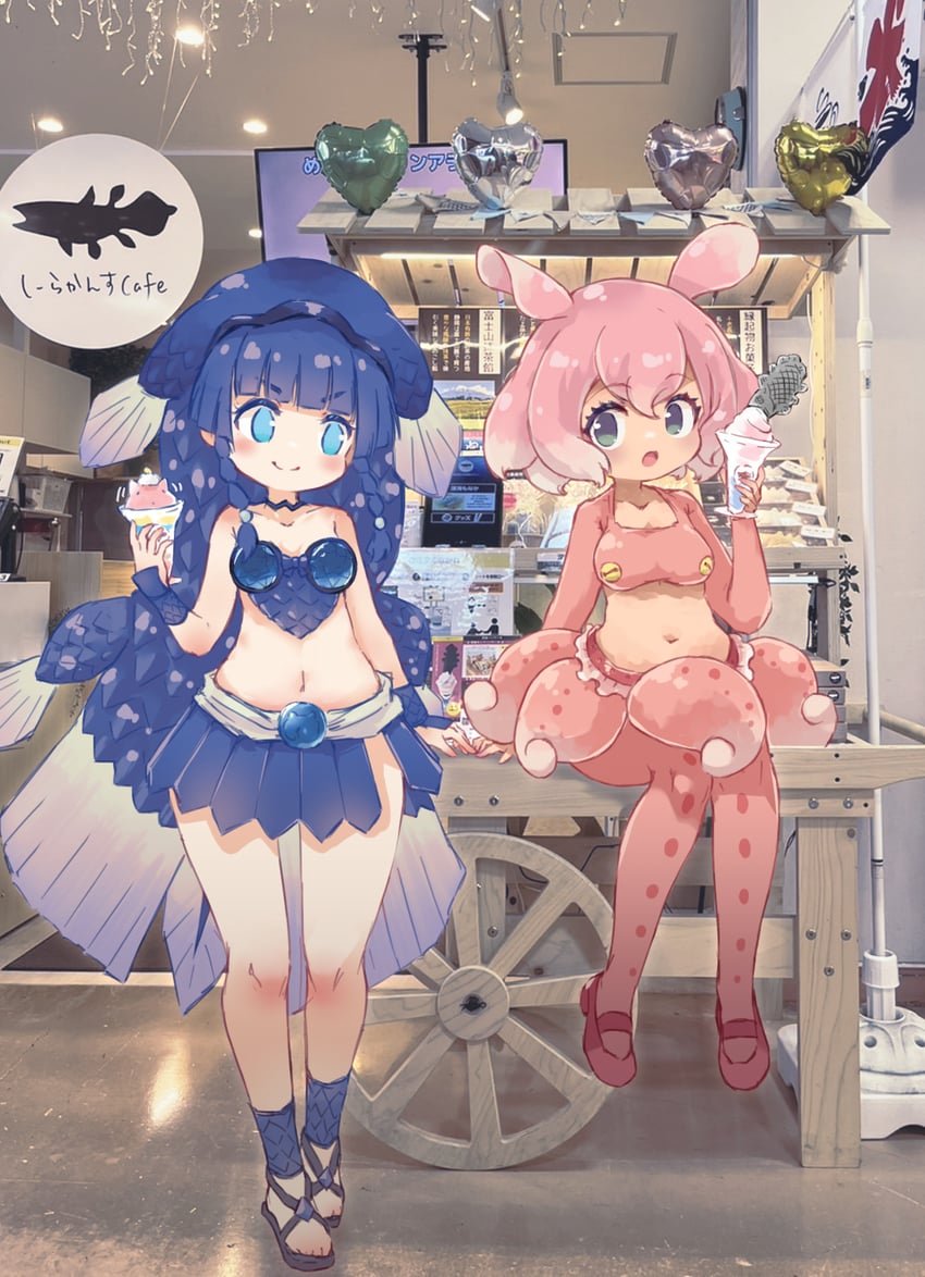 coelacanth and japanese pancake devilfish (kemono friends) drawn by kolshica