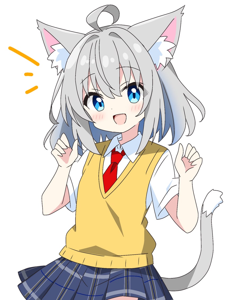 grey-haired cat girl (original) drawn by kotatsu-mazoku