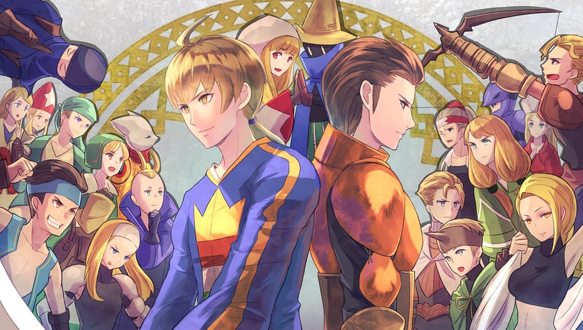 ramza beoulve, white mage, monk, geomancer, time mage, and 14 more (final fantasy and 1 more) drawn by riou_(pooh920)